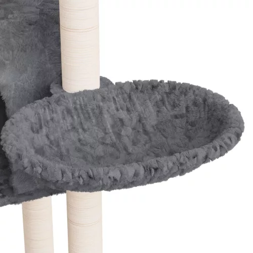 Sötétszürke macskabútor szizál kaparófával 108,5 cm