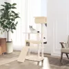 Krémszínű macskabútor szizál kaparófákkal 131 cm