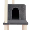 Sötétszürke macskabútor szizál kaparófával 144,5 cm