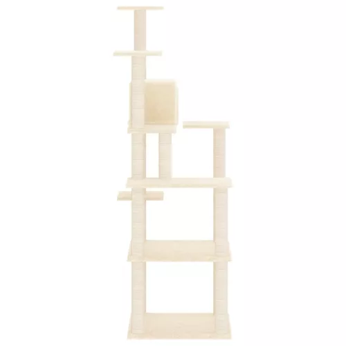 Krémszínű macskabútor szizál kaparófákkal 153 cm