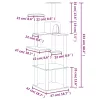 Krémszínű macskabútor szizál kaparófákkal 153 cm