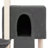 Sötétszürke macskabútor szizál kaparóoszlopokkal 96 cm