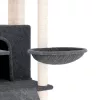 Sötétszürke macskabútor szizál kaparóoszlopokkal 154 cm
