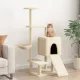 Krémszínű macskabútor szizál kaparófákkal 130,5 cm