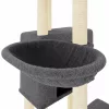 Sötétszürke macskabútor szizál kaparófákkal 122 cm
