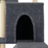 Sötétszürke macskabútor szizál kaparófával 110,5 cm