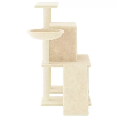 Krémszínű macskabútor szizál kaparófákkal 96,5 cm