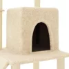 Krémszínű macskabútor szizál kaparófákkal 96,5 cm