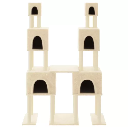 Krémszínű macskabútor szizál kaparófákkal 199 cm