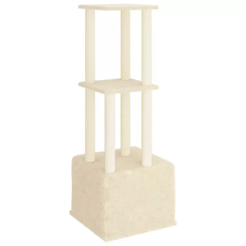 Krémszínű macskabútor szizál kaparófákkal 133,5 cm