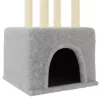 Világosszürke macskabútor szizál kaparófákkal 133,5 cm