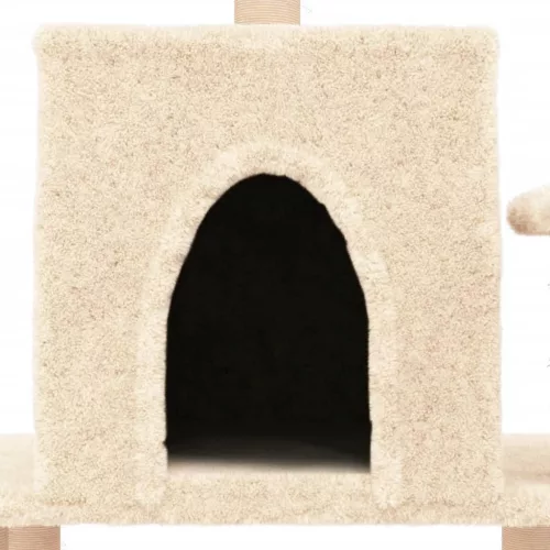 Krémszínű macskakaparófa szizál kaparófákkal 122 cm