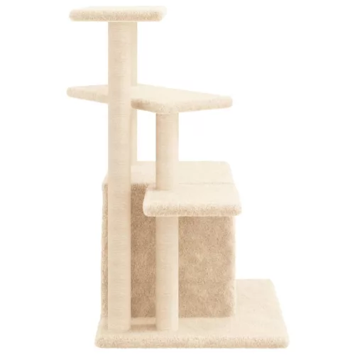 Krémszínű macskabútor szizál kaparófákkal 83,5 cm