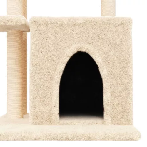 Krémszínű macskabútor szizál kaparófákkal 83,5 cm