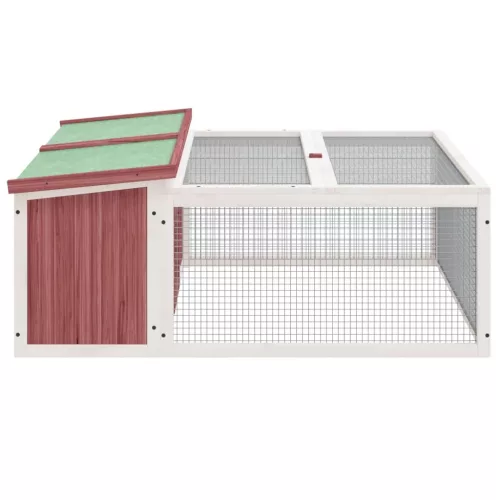 Mokkabarna tömör fenyőfa nyúlketrec 117,5 x 97 x 47,5 cm