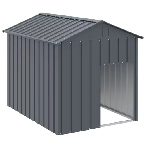 Antracit horganyzott acél kutyakennel tetővel 117x153x123 cm