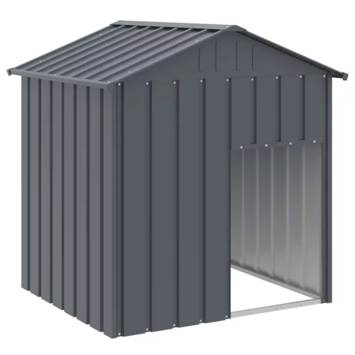Antracit horganyzott acél kutyakennel tetővel 117x103x123 cm