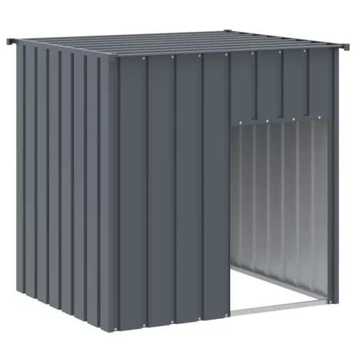 Antracit színű horganyzott acél kutyaház tetővel 110 x 103 x 109 cm