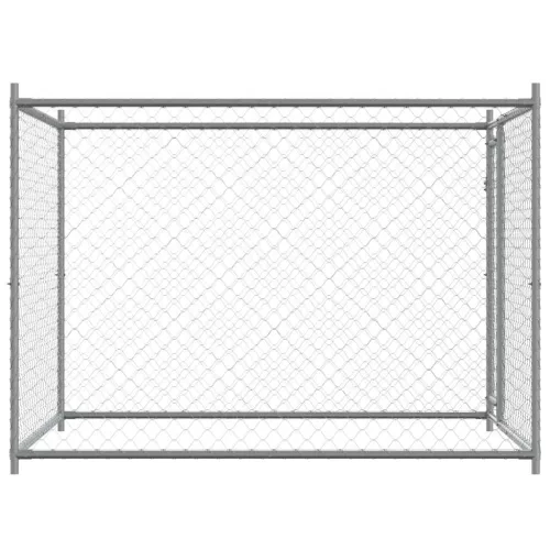 Szürke horganyzott acél kutyaláda ajtóval 2x2x1,5 m