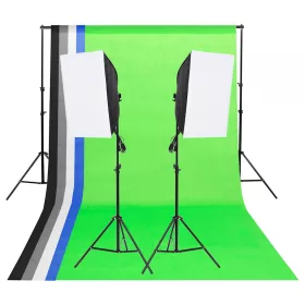 Stúdiólámpaszett hátterekkel és softboxokkal
