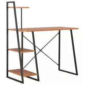   Fekete és barna íróasztal polcrendszerrel 102 x 50 x 117 cm