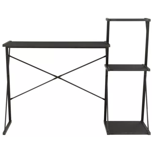Fekete íróasztal polccal 116 x 50 x 93 cm