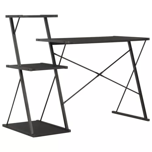 Fekete íróasztal polccal 116 x 50 x 93 cm