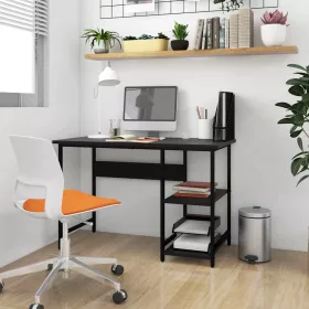 Fekete MDF és fém számítógépasztal 105 x 50 x 72 cm
