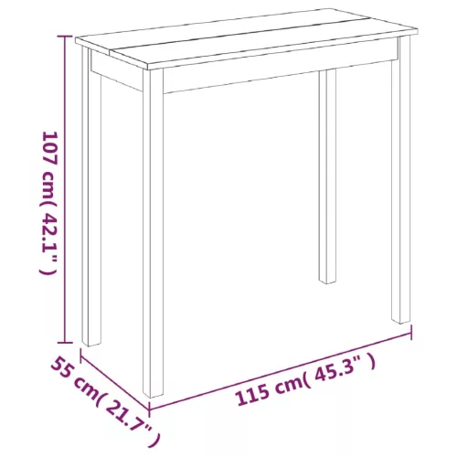 Fekete MDF bárasztal 115 x 55 x 107 cm