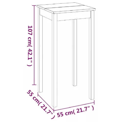 Fekete MDF bárasztal 55 x 55 x 107 cm