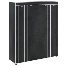   Fekete szövet ruhásszekrény tárolórekeszekkel 45x150x176 cm