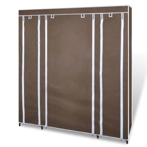 Barna szövet ruhásszekrény tárolórekeszekkel 45x150x176 cm