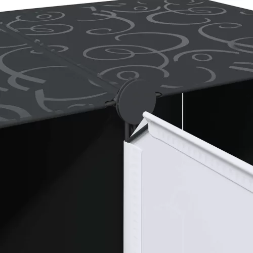 Fekete/fehér szekrény 9 tárolórekesszel 109x36,5x143 cm