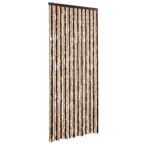 Bézs és világosbarna zsenília rovarfüggöny 100 x 220 cm