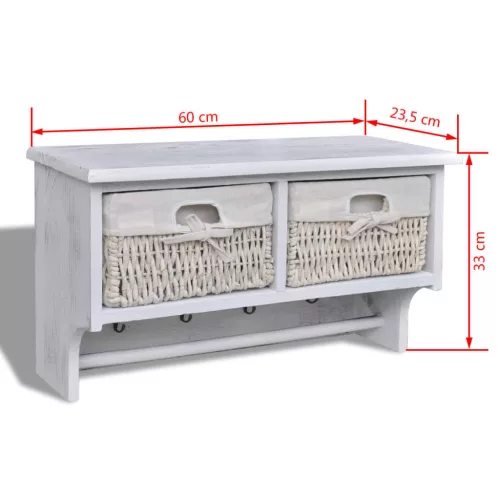 Fehér császárfa fali polc 60 x 23,5 x 33 cm