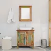 Újrahasznosított Tömör Fa Fürdőszoba Vanity Szekrény Készlet Tükör