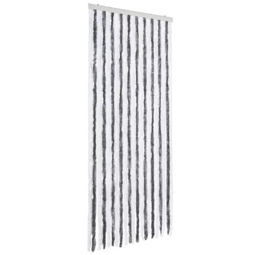 Szürke és fehér zsenília rovarfüggöny 90 x 220 cm