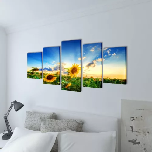 Nyomtatott vászon falikép szett napraforgó 200 x 100 cm