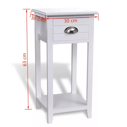Egyfiókos fehér éjjeliszekrény