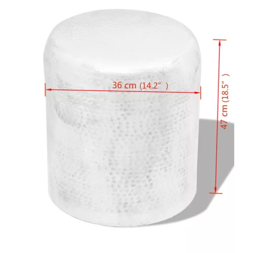 Ezüstszínű, kalapált alumínium ülőke/kisasztal