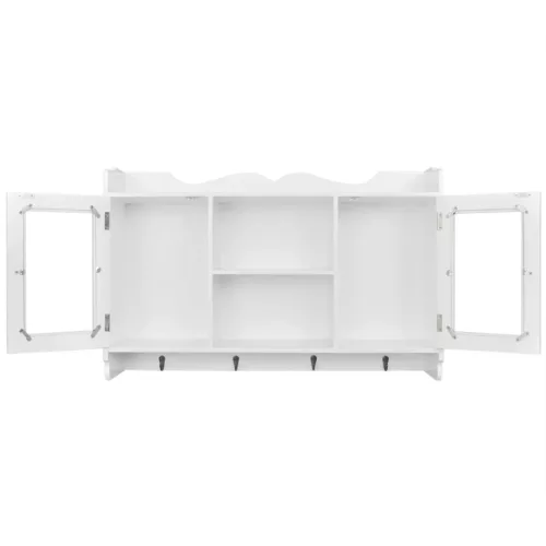Fehér MDF fali könyvpolc/DVD/pohár tároló