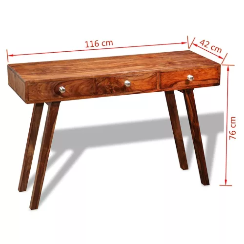 Háromfiókos tömör akácfából tálalóasztal 76 cm