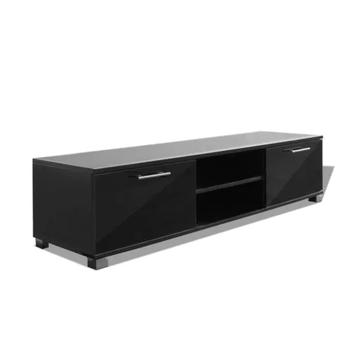 Magasfényű fekete TV-szekrény 120 x 40,5 x 35 cm