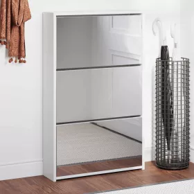   3 szintes fehér cipőszekrény tükörrel 63 x 17 x 102,5 cm