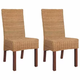 2 db barna természetes rattan étkezőszék