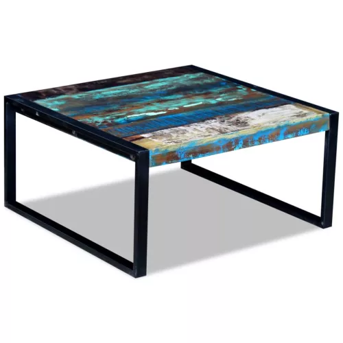 Tömör újrahasznosított fa dohányzóasztal 80 x 80 x 40 cm