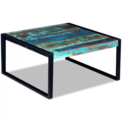 Tömör újrahasznosított fa dohányzóasztal 80 x 80 x 40 cm