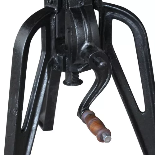 Tömör újrahasznosított fa és öntöttvas kisasztal 60x(42-63) cm