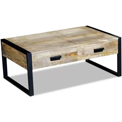 100x60x40 cm tömör mangófa dohányzóasztal 2 fiókkal