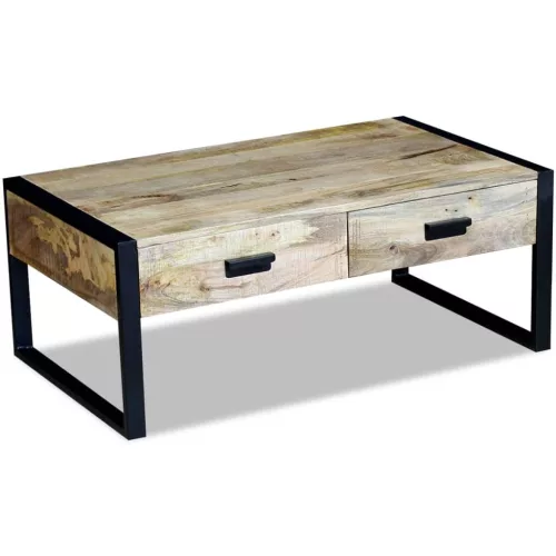 100x60x40 cm tömör mangófa dohányzóasztal 2 fiókkal